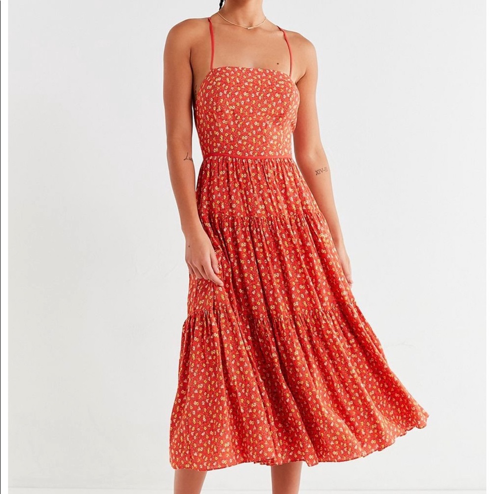Urban Outfitters Sparks Fly Tiered Midi Dress